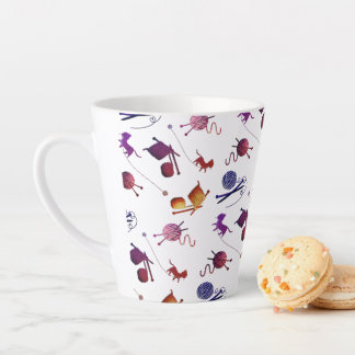 Fun Knitting Pattern Mug For Fiber Artists カフェラテマグ