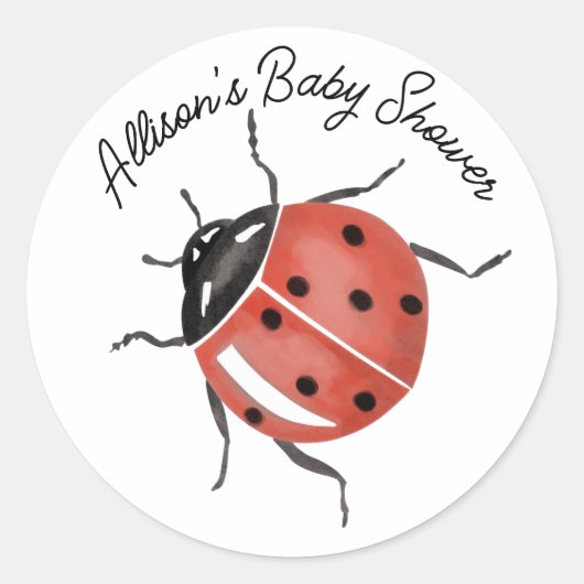 Fun ladybug Baby Shower  ラウンドシール (正面)