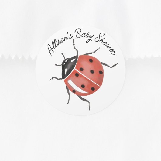 Fun ladybug Baby Shower  ラウンドシール