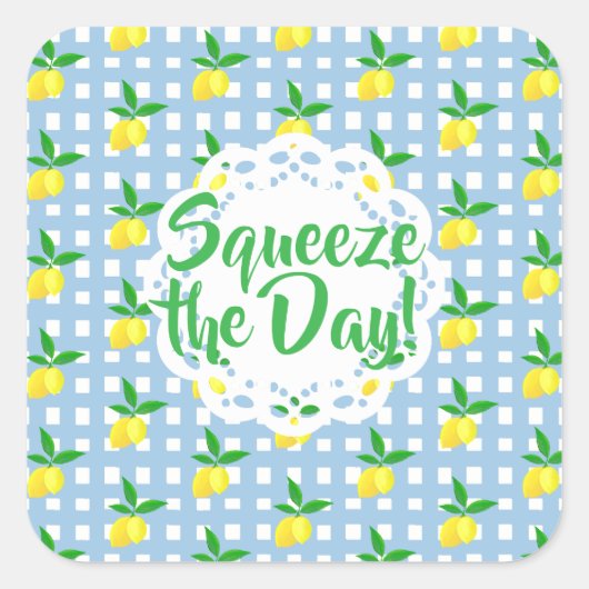Fun Lemon Theme Squeeze the Day Sticker スクエアシール (正面)