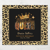 Fun Leopard Birthday Queen Fifty Birthday スパークリングワインラベル (シングルラベル)