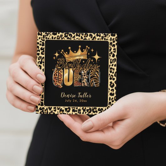 Fun Leopard Birthday Queen Fifty Birthday 招待状