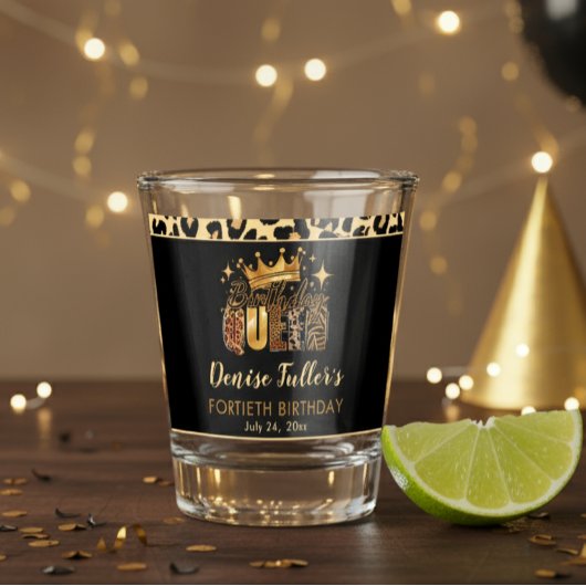Fun Leopard Birthday Queen Forty Birthday ショットグラス