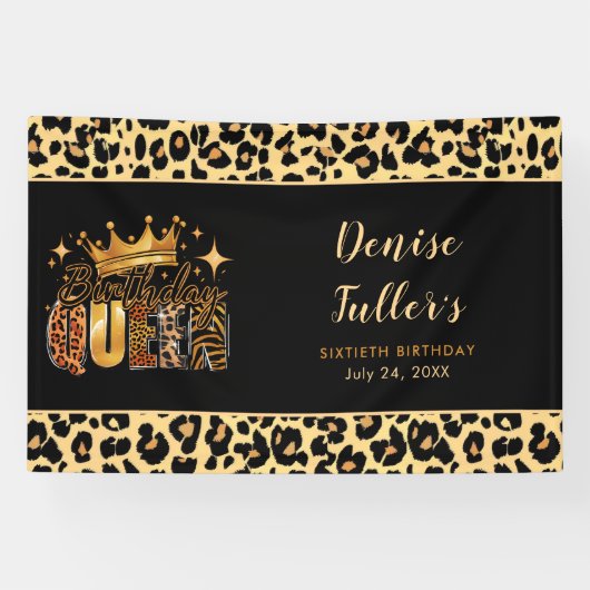 Fun Leopard Birthday Queen Sixty Birthday 横断幕 (横)