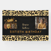Fun Leopard Birthday Queen Sixty Photo Birthday 横断幕 (横)