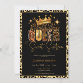 Fun Leopard Birthday Queen Sweet Sixteen Birthday 招待状 (正面)