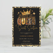 Fun Leopard Birthday Queen Sweet Sixteen Birthday 招待状 (スタンド正面)
