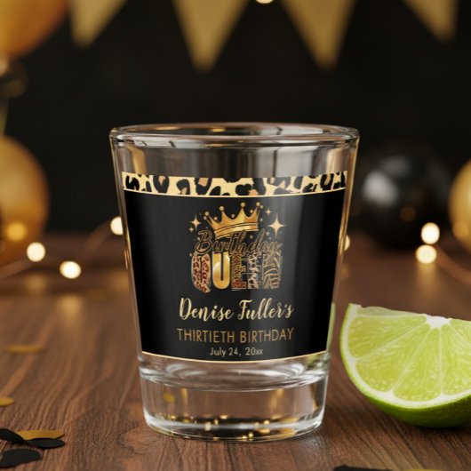 Fun Leopard Birthday Queen Thirty Birthday ショットグラス