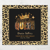 Fun Leopard Birthday Queen Thirty Birthday スパークリングワインラベル (シングルラベル)