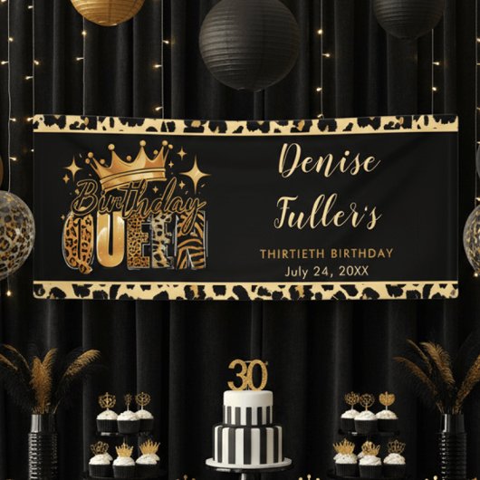 Fun Leopard Birthday Queen Thirty Birthday 横断幕