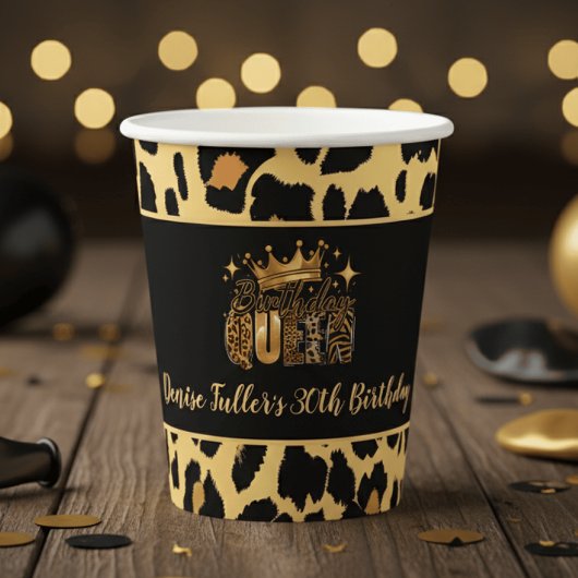 Fun Leopard Birthday Queen Thirty Birthday 紙コップ