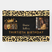 Fun Leopard Birthday Queen Thirty Photo Birthday 横断幕 (横)