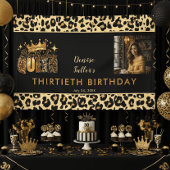 Fun Leopard Birthday Queen Thirty Photo Birthday 横断幕