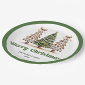 Fun Leopard Christmas Tree Personalized Paper  ペーパープレート (アングル)