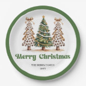 Fun Leopard Christmas Tree Personalized Paper  ペーパープレート (正面)