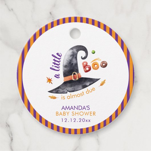 Fun Little Boo Witch Hat Fall Baby Shower フェイバータグ (正面)