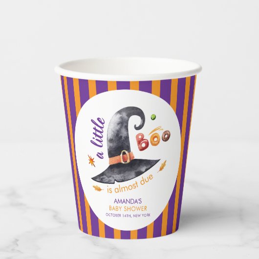 Fun Little Boo Witch Hat Fall Baby Shower 紙コップ (正面)