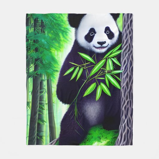 Fun Little Panda Bear フリースブランケット (正面)