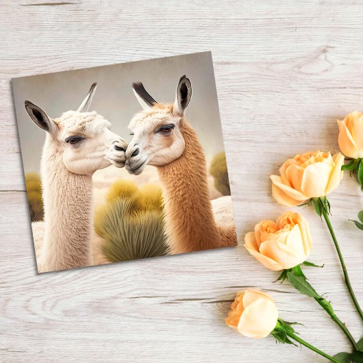Fun Llamas Kissing Thank you Congrats サンキューカード