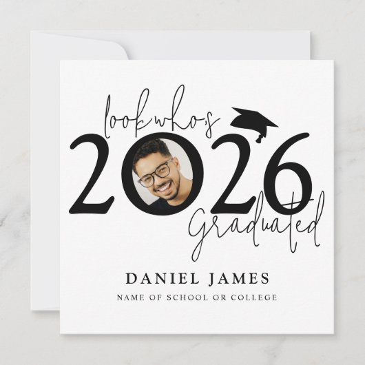 Fun Look who's Graduated Photo Graduation 案内状 (正面)