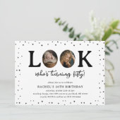 Fun Look's Who's 50' 2 x photo 50th Birthday 招待状 (スタンド正面)