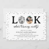 Fun Look's Who's 90' 2 x photo 90th Birthday 招待状 (正面)