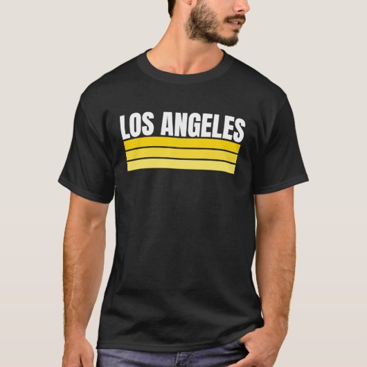 Fun Los Angeles Royal Blue Yellow Retro Striped Ho Tシャツ (正面)