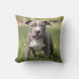Fun-loving Pit Bull Personalized クッション