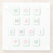 Fun mahjong lover green and red mah jongg tile ガラスコースター (裏面)