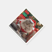 Fun Maine Coon Cat Christmas Personalized スタンダードカクテルナプキン (角)