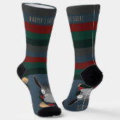 Fun Merry + Bright Customizable Donkey Blue Grey ソックス (傾斜あり)