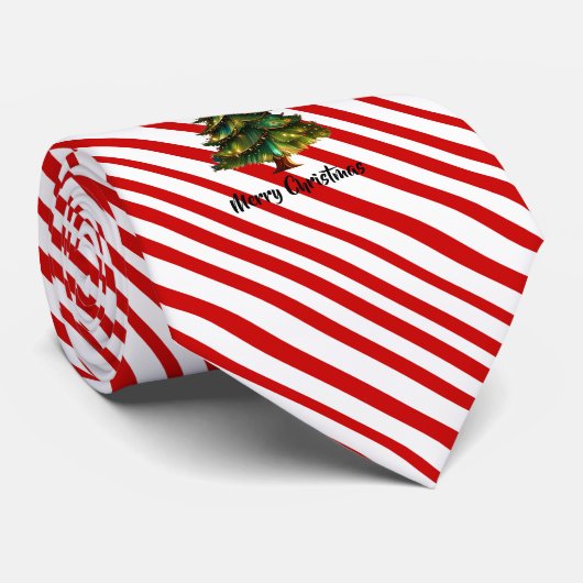 Fun Merry Christmas Tree Candy Cane Holiday ネクタイ (ロール)