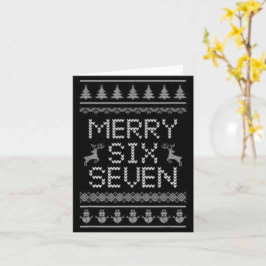 Fun Merry Six Seven 6 7 Meme Design Christmas Humo カード (黄色い花)