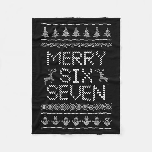 Fun Merry Six Seven 6 7 Meme Design Christmas Humo フリースブランケット (正面)