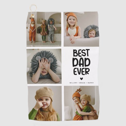 Fun Modern 'BEST DAD EVER' 5枚の写真 ゴルフタオル (正面)