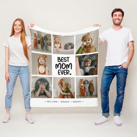 Fun Modern 'BEST MOM EVER' 6 Photo フリースブランケット (インサイチュ)