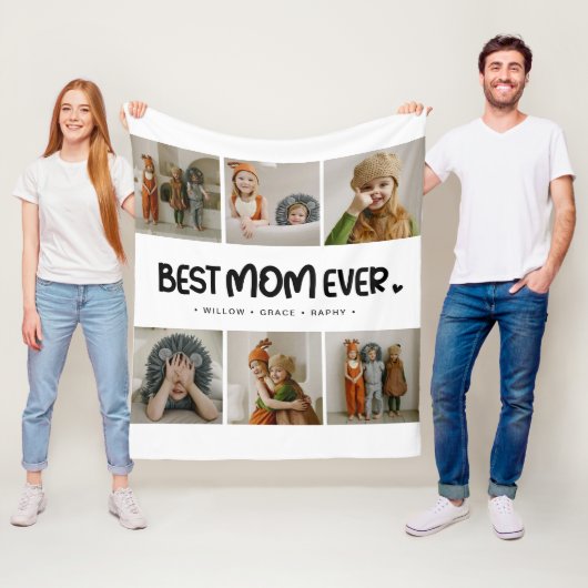 Fun Modern 'BEST MOM EVER' 6 Photo フリースブランケット (インサイチュ)