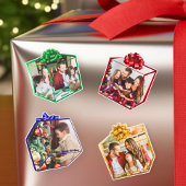Fun Modern Christmas Present Family Photo Custom シール