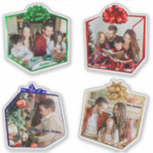 Fun Modern Christmas Present Family Photo Custom シール (正面)