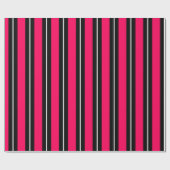 Fun & Modern Hot Pink, Black & White Stripes ラッピングペーパー (フラット)