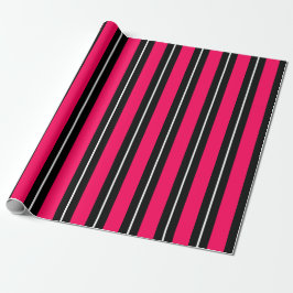 Fun & Modern Hot Pink, Black & White Stripes ラッピングペーパー