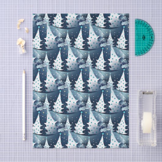 Fun Modern Scandinavian Abstract Pine Tree Pattern 薄葉紙 (クラフト)