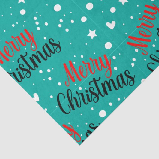 Fun Modern Teal Merry Christmas Script Decoupage 薄葉紙 (詳細)