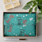 Fun Modern Teal Merry Christmas Script Decoupage 薄葉紙 (ギフト)