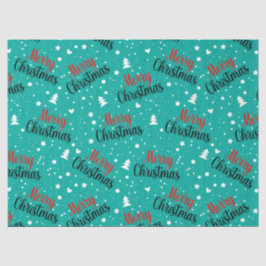 Fun Modern Teal Merry Christmas Script Decoupage 薄葉紙