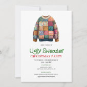 Fun Modern Ugly Sweater Christmas Invitation 招待状 (正面)