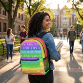 Fun Monogram Customizable Rainbow Stripes プリントバックパック