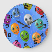 Fun Monster Face Balloons ラージ壁時計 (正面)