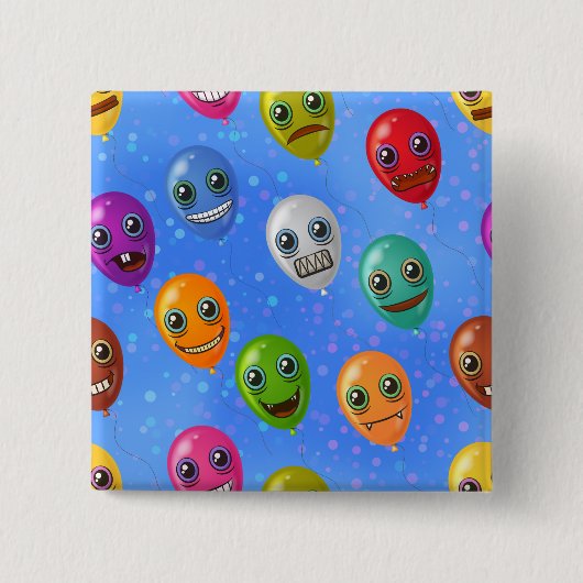 Fun Monster Face Balloons 缶バッジ (正面)