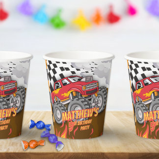 Fun Monster Truck Birthday Paper Cups 紙コップ